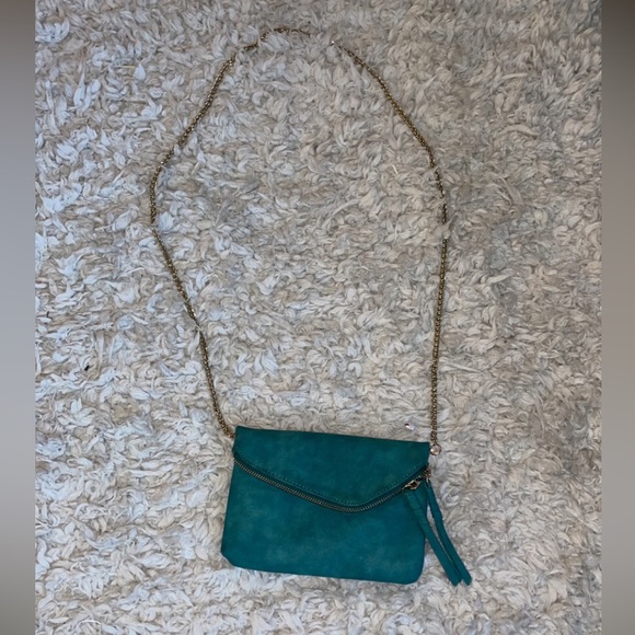 Anthropologie Handbags - NWT Anthropologie Suede Turquoise Crossbody Bag